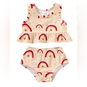 Younger Tree Toddler Baby Girls 2PCS Swimsuit - Summer Sleeveless Rainbow 6-12M
